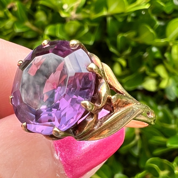 VINTAGE KIMBERLY 10K GOLD SYNTHETIC ALEXANDRITE COLOR CHANG PURPLE SAPPHIRE RING - Picture 15 of 16